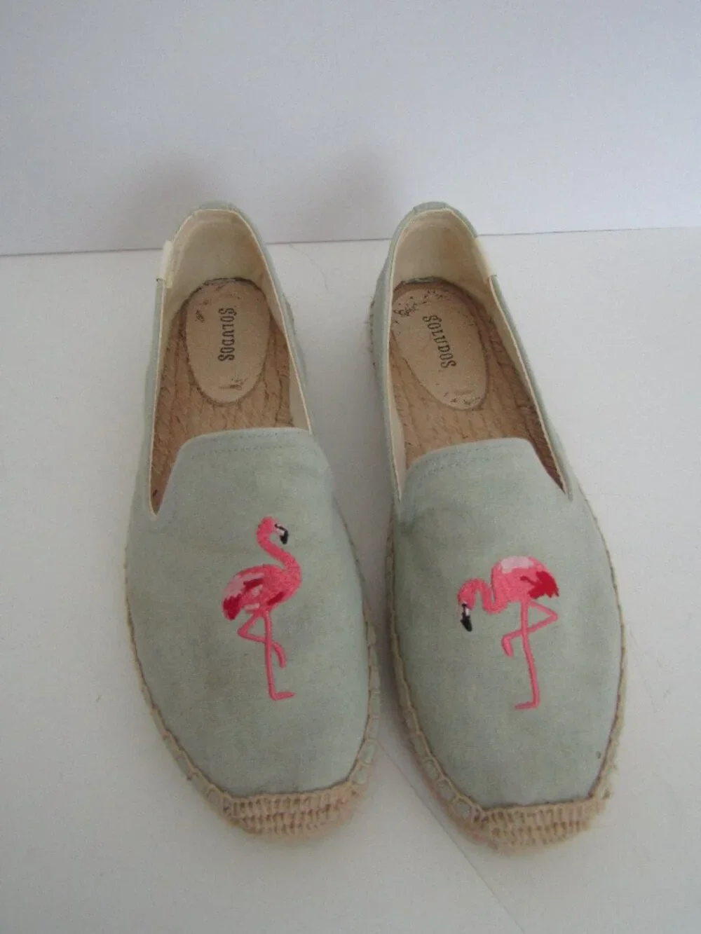 Soludos Flamingo Embroidered Slipper Espadrille Women's 9 Chambray